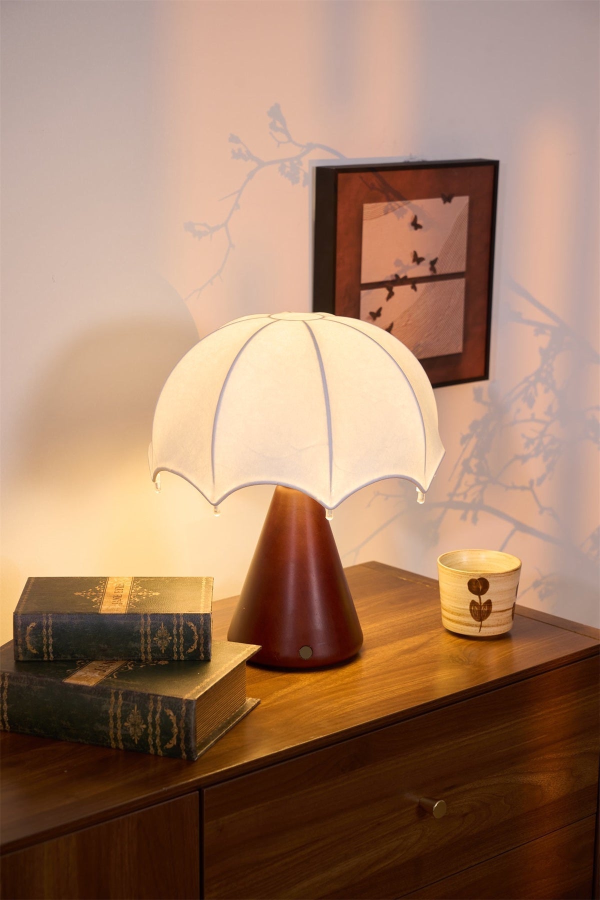 Parasol lampada da tavolo in legno