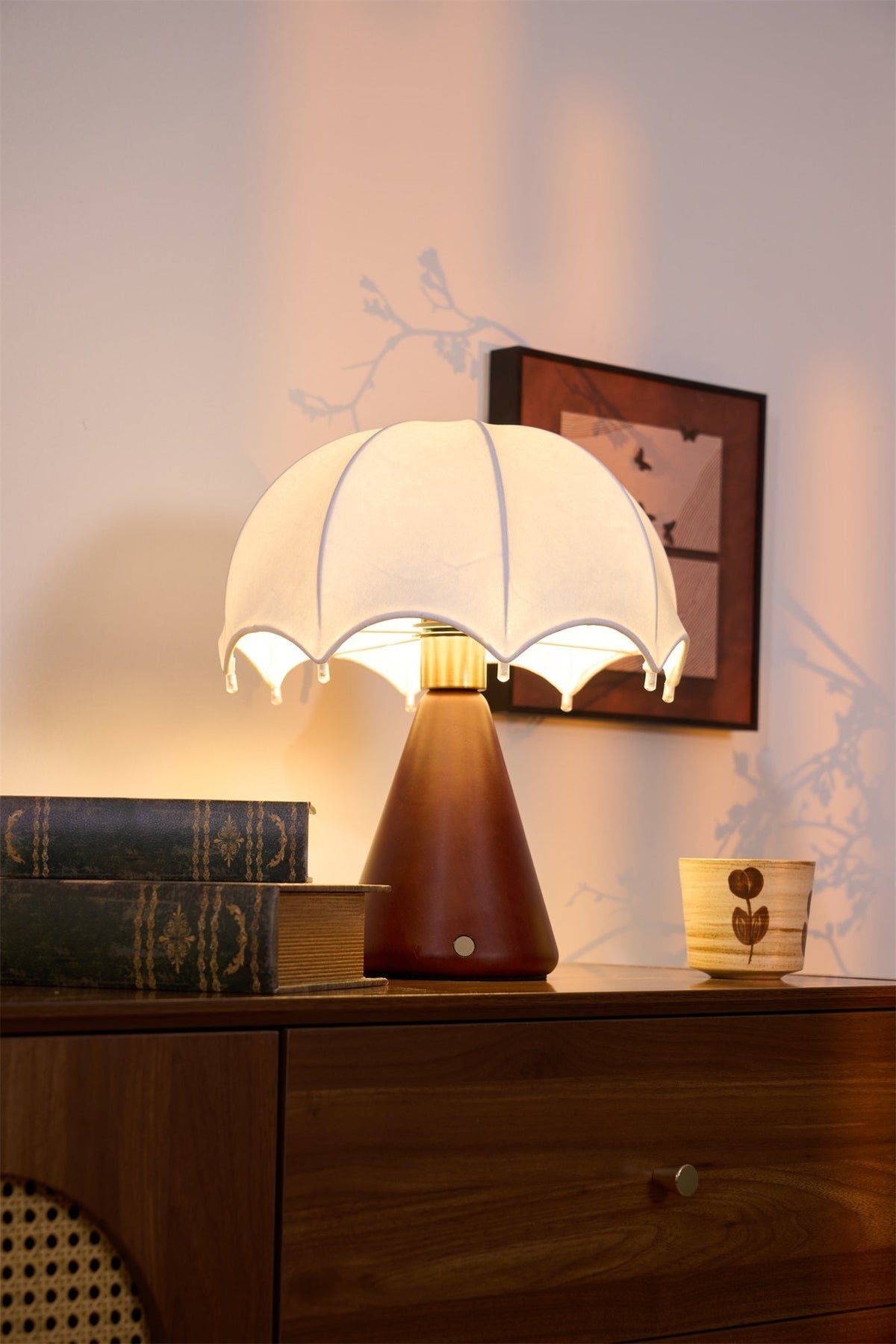 Parasol lampada da tavolo in legno