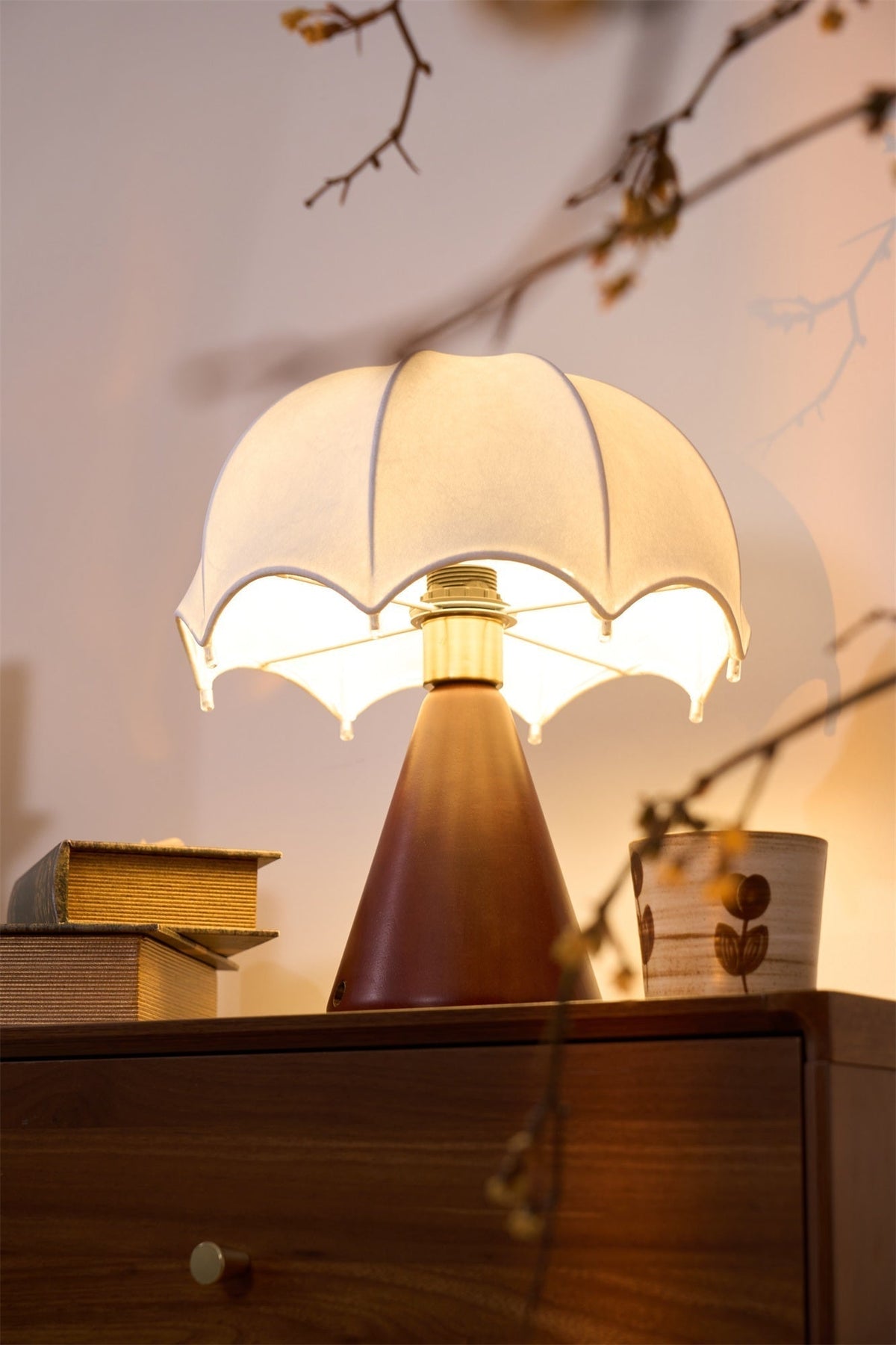 Parasol lampada da tavolo in legno