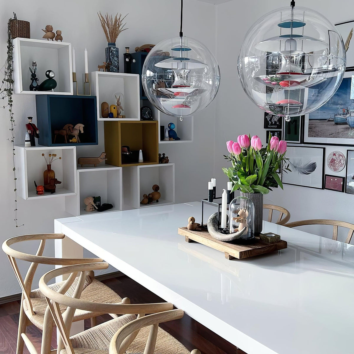 Lampada a sospensione Floating Geometric Layers Clear globo Futuristica moderna