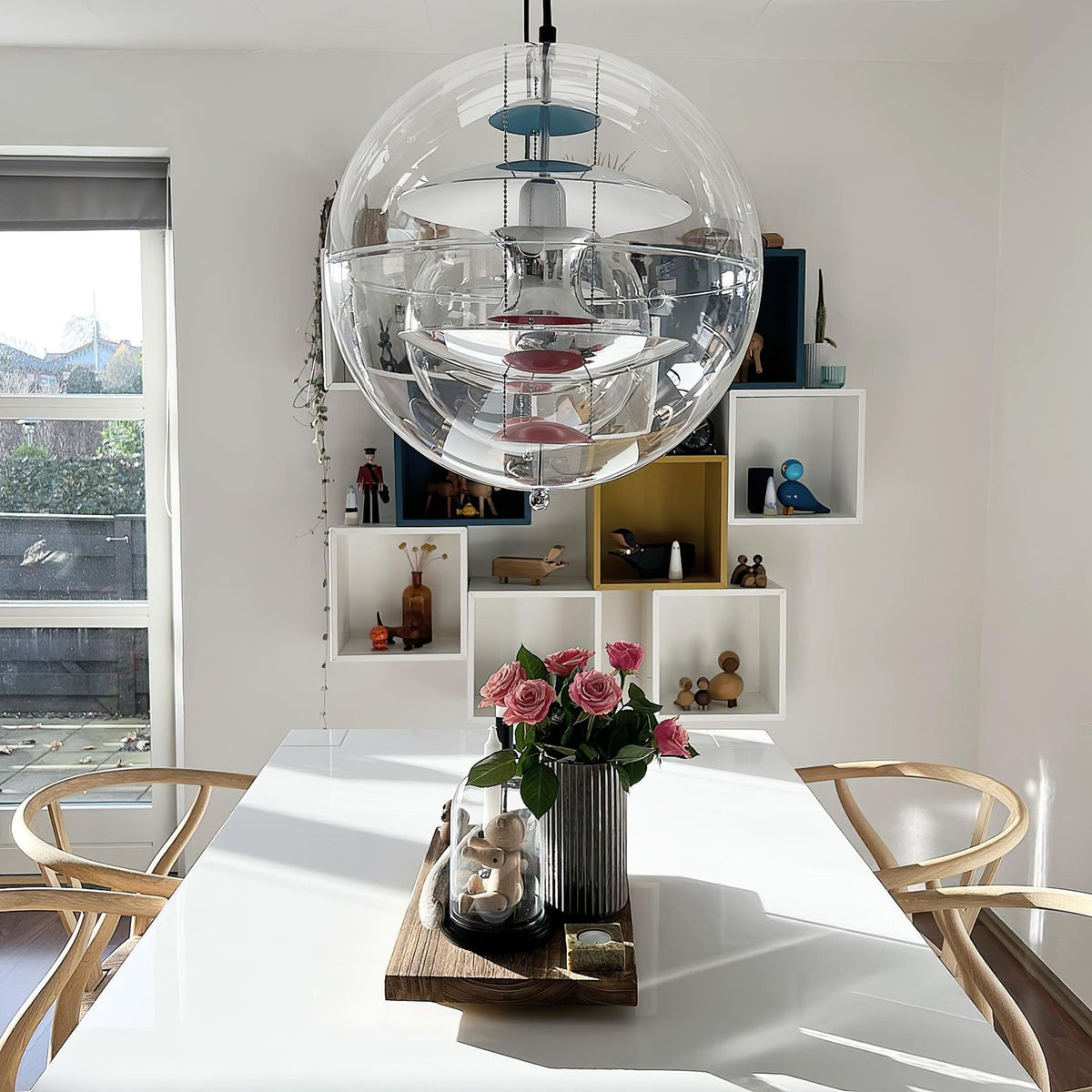 Lampada a sospensione Floating Geometric Layers Clear globo Futuristica moderna