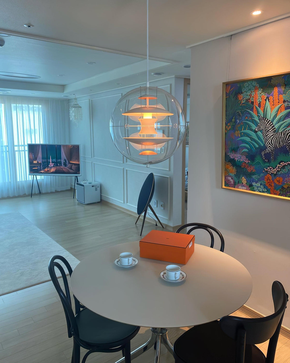 Lampada a sospensione Floating Geometric Layers Clear globo Futuristica moderna