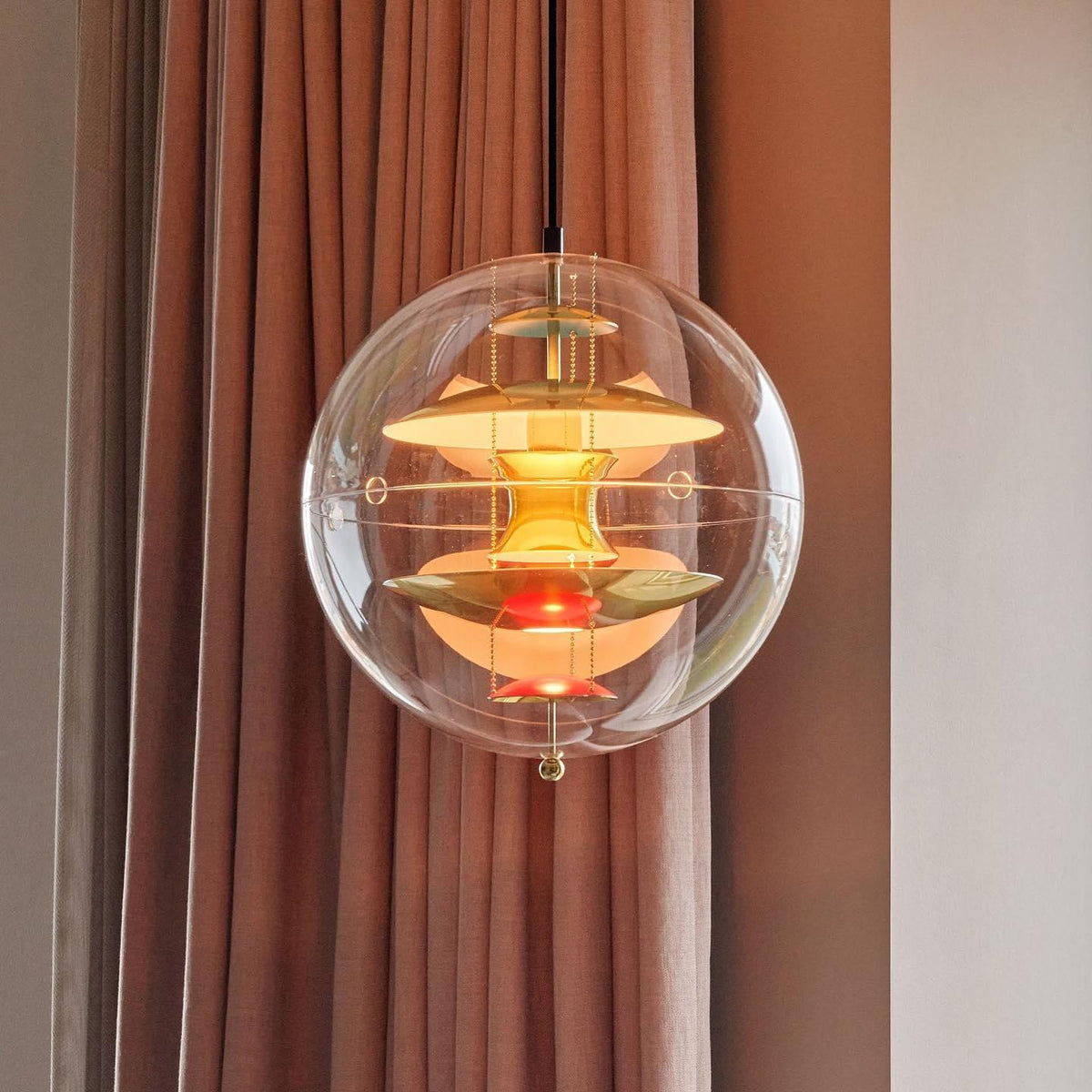Lampada a sospensione Floating Geometric Layers Clear globo Futuristica moderna