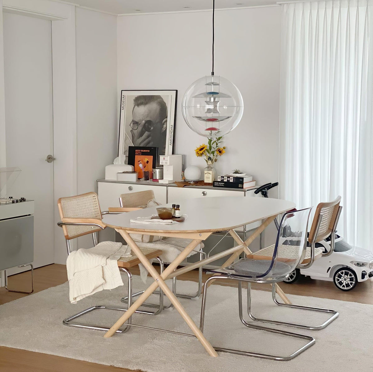 Lampada a sospensione Floating Geometric Layers Clear globo Futuristica moderna
