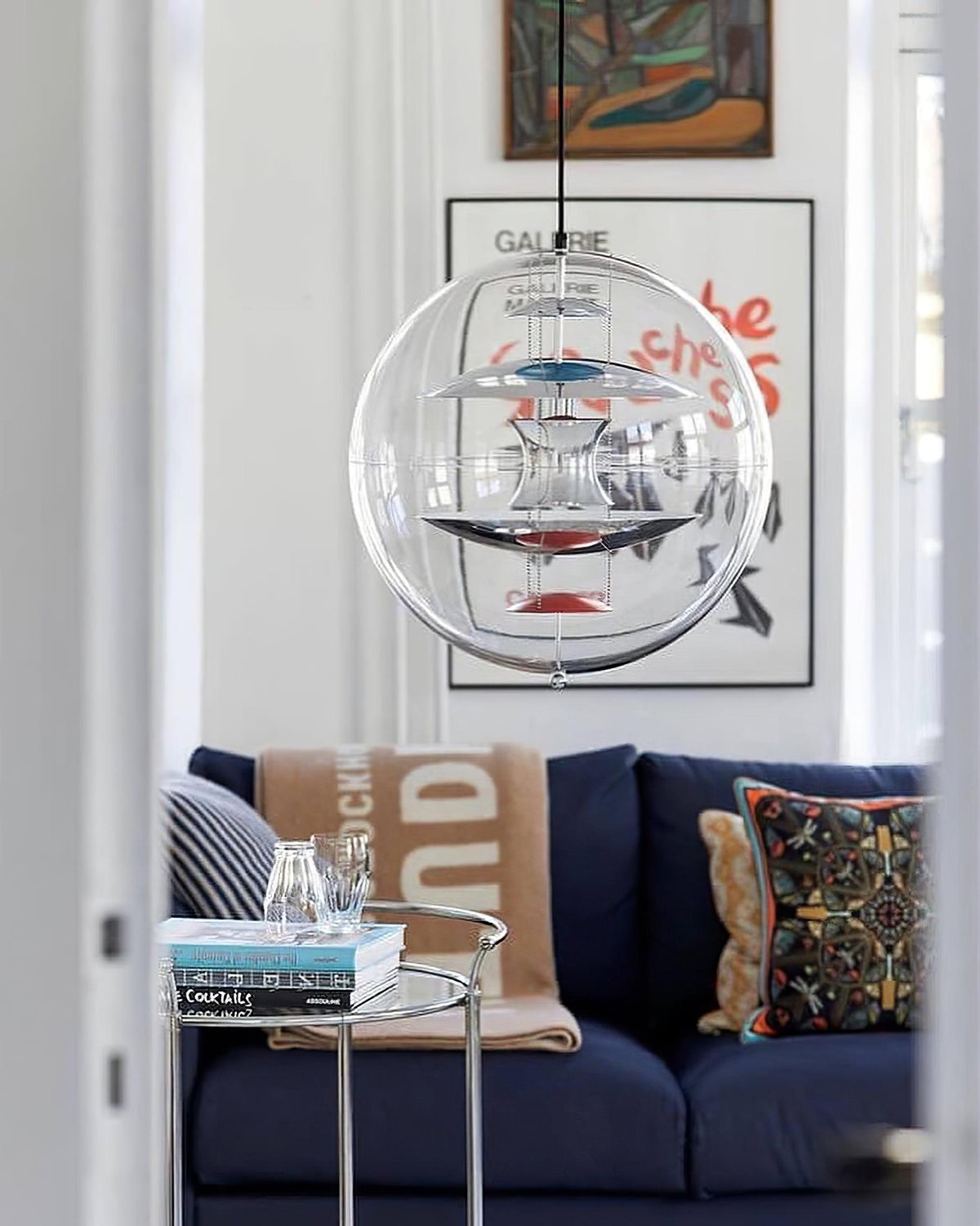 Lampada a sospensione Floating Geometric Layers Clear globo Futuristica moderna