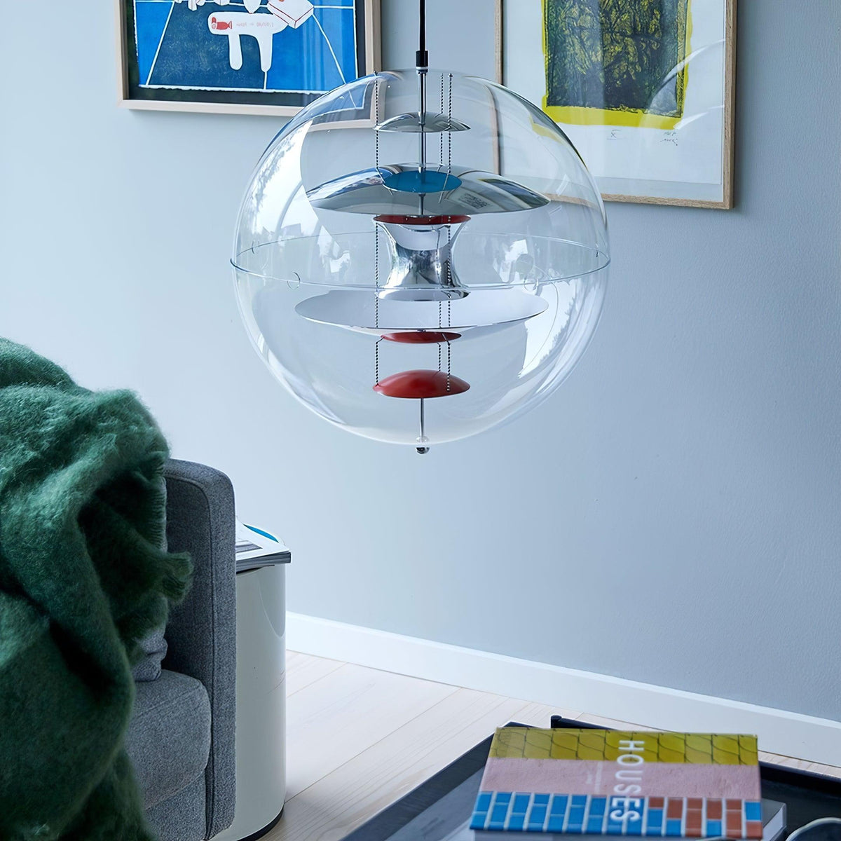 Lampada a sospensione Floating Geometric Layers Clear globo Futuristica moderna