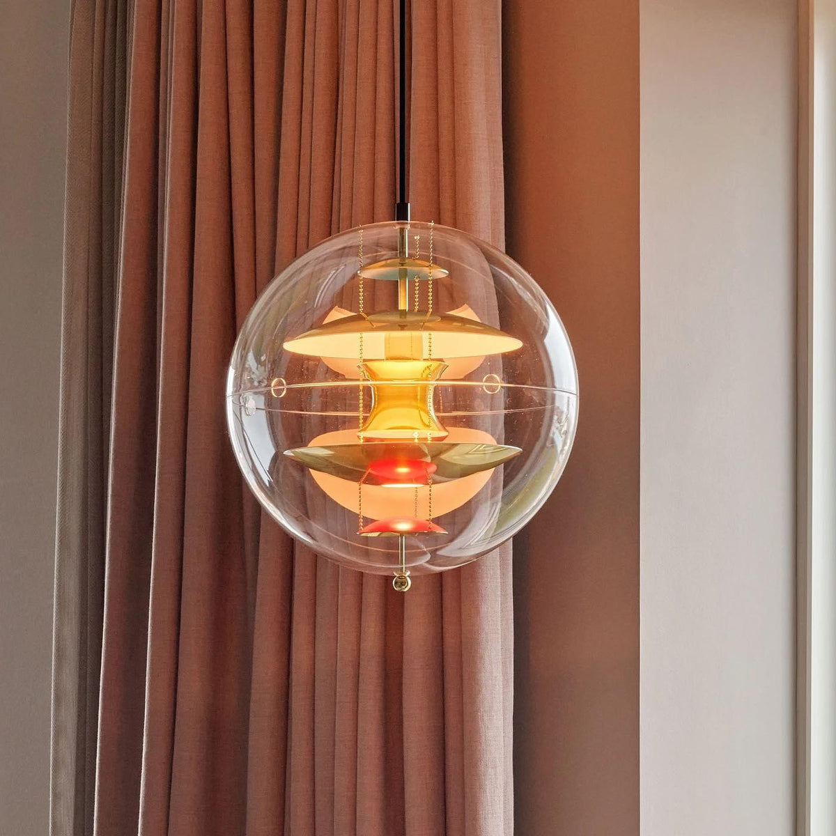 Lampada a sospensione Floating Geometric Layers Clear globo Futuristica moderna