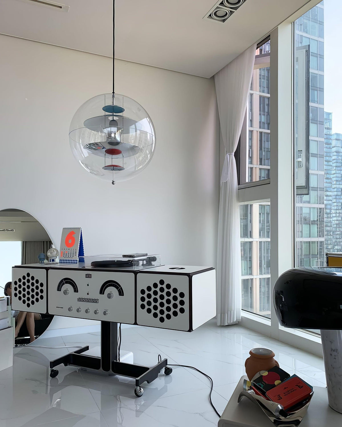 Lampada a sospensione Floating Geometric Layers Clear globo Futuristica moderna