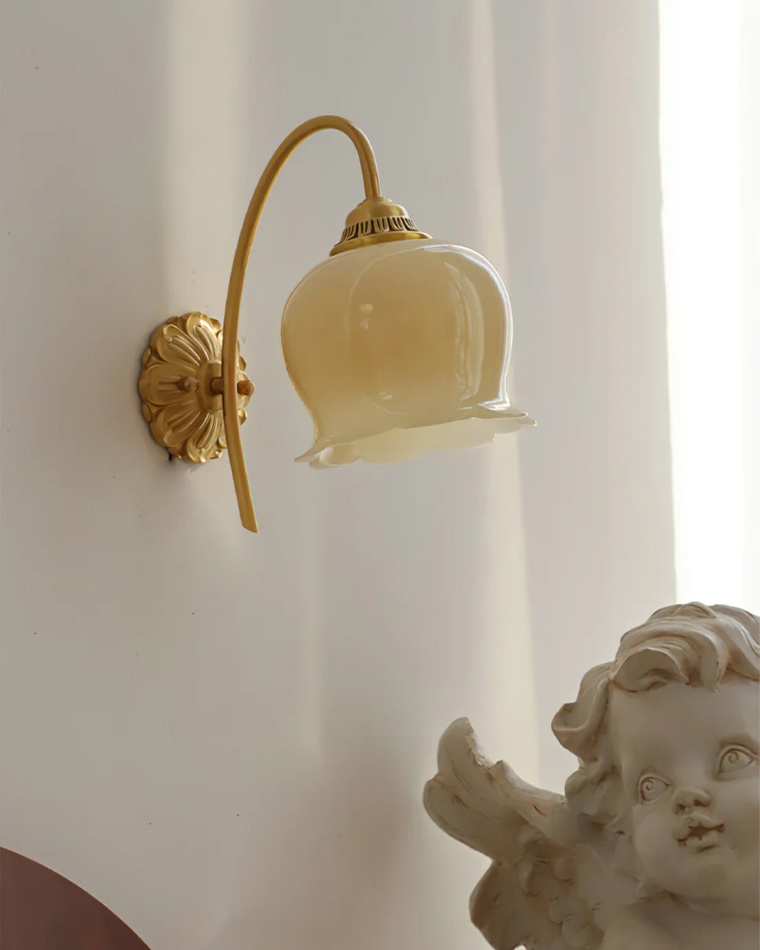 Dazell Art Flower lampada da parete in ottone e resina floreale