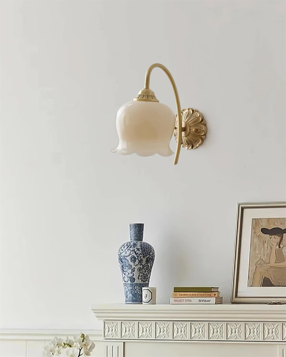 Dazell Art Flower lampada da parete in ottone e resina floreale