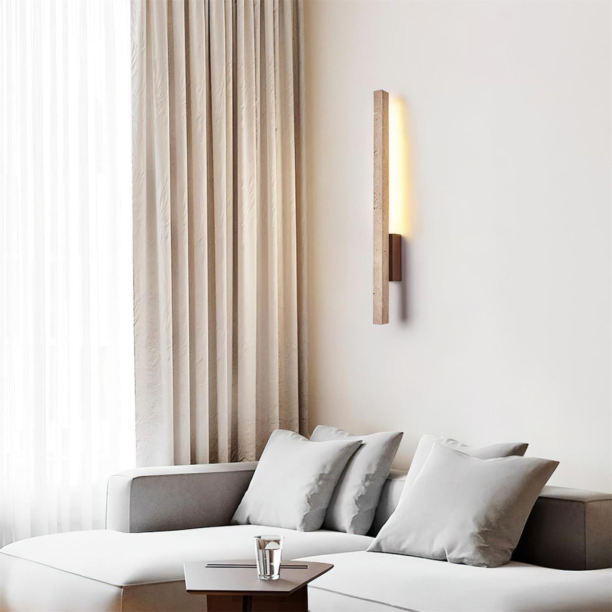Corvella lampada da parete Slim lineare in travertino minimalista