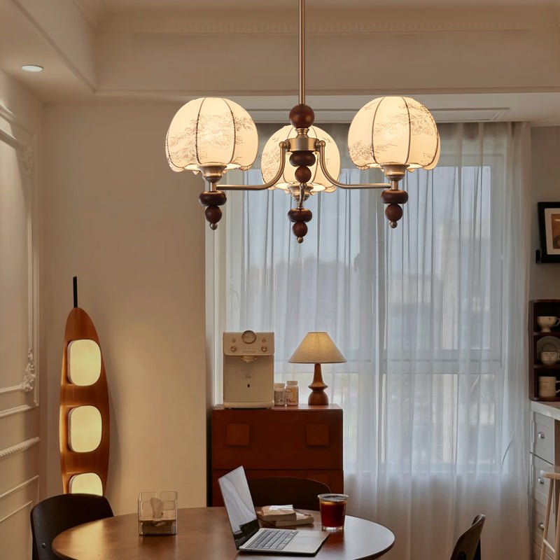 Comirisra lampadario Premium Tradizionale Petal tessuto legno floreale