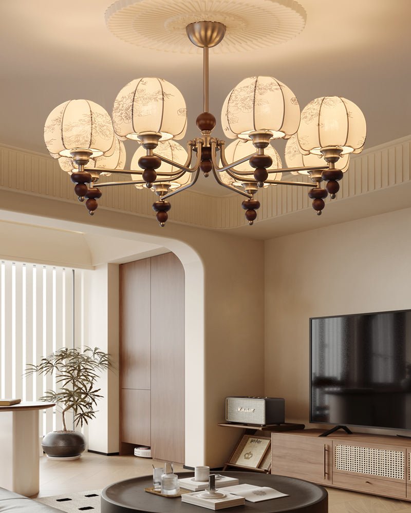 Comirisra lampadario Premium Tradizionale Petal tessuto legno floreale