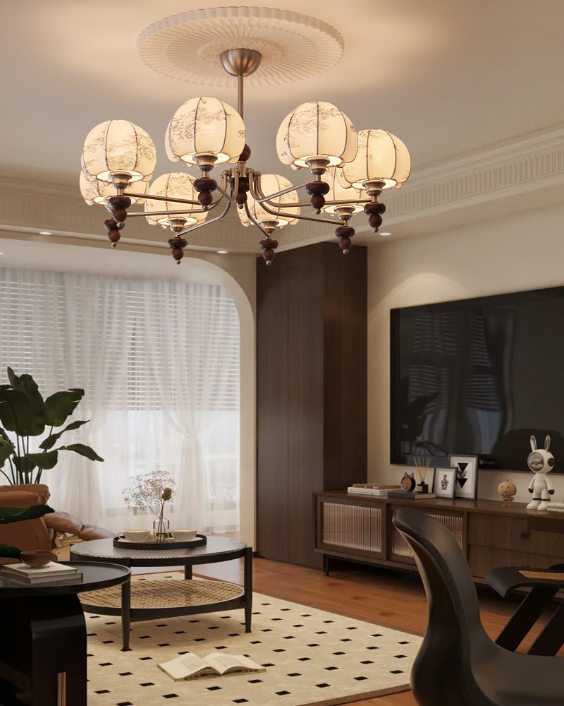 Comirisra lampadario Premium Tradizionale Petal tessuto legno floreale