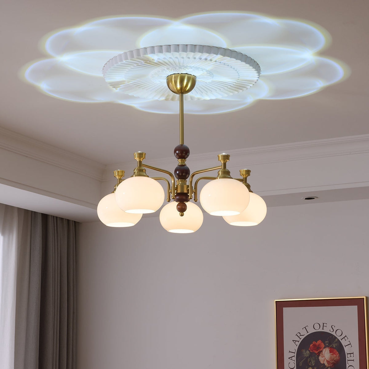 Aursolos lampadario Eleganza Tradizionale legno vetro