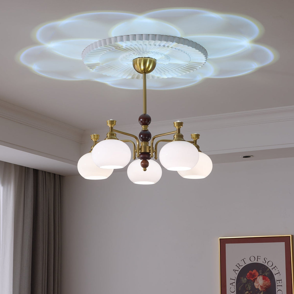 Aursolos lampadario Eleganza Tradizionale legno vetro