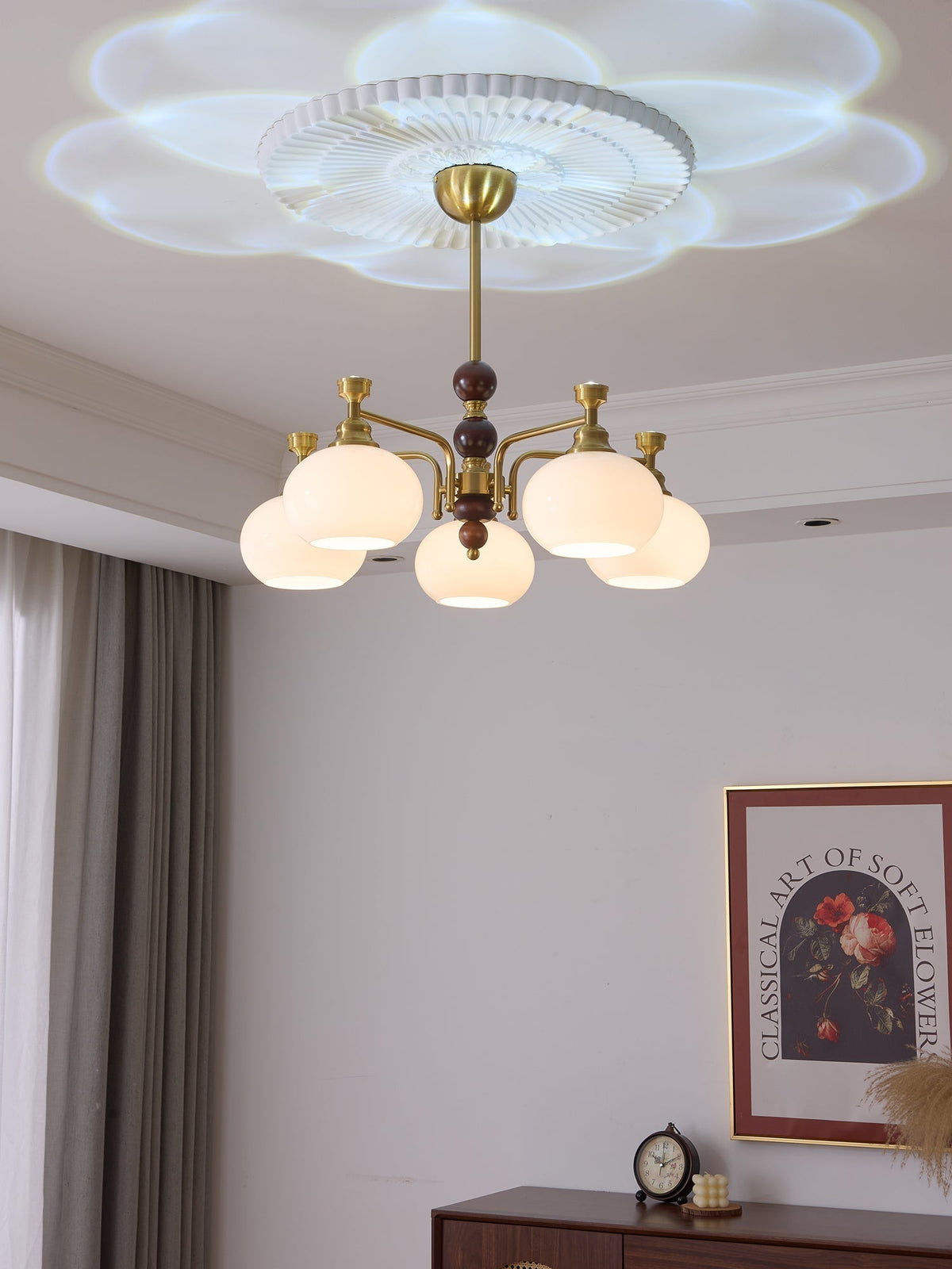 Aursolos lampadario Eleganza Tradizionale legno vetro