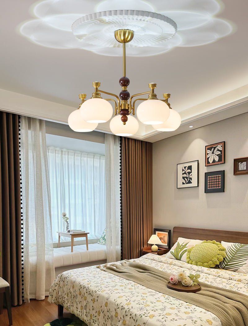 Aursolos lampadario Eleganza Tradizionale legno vetro