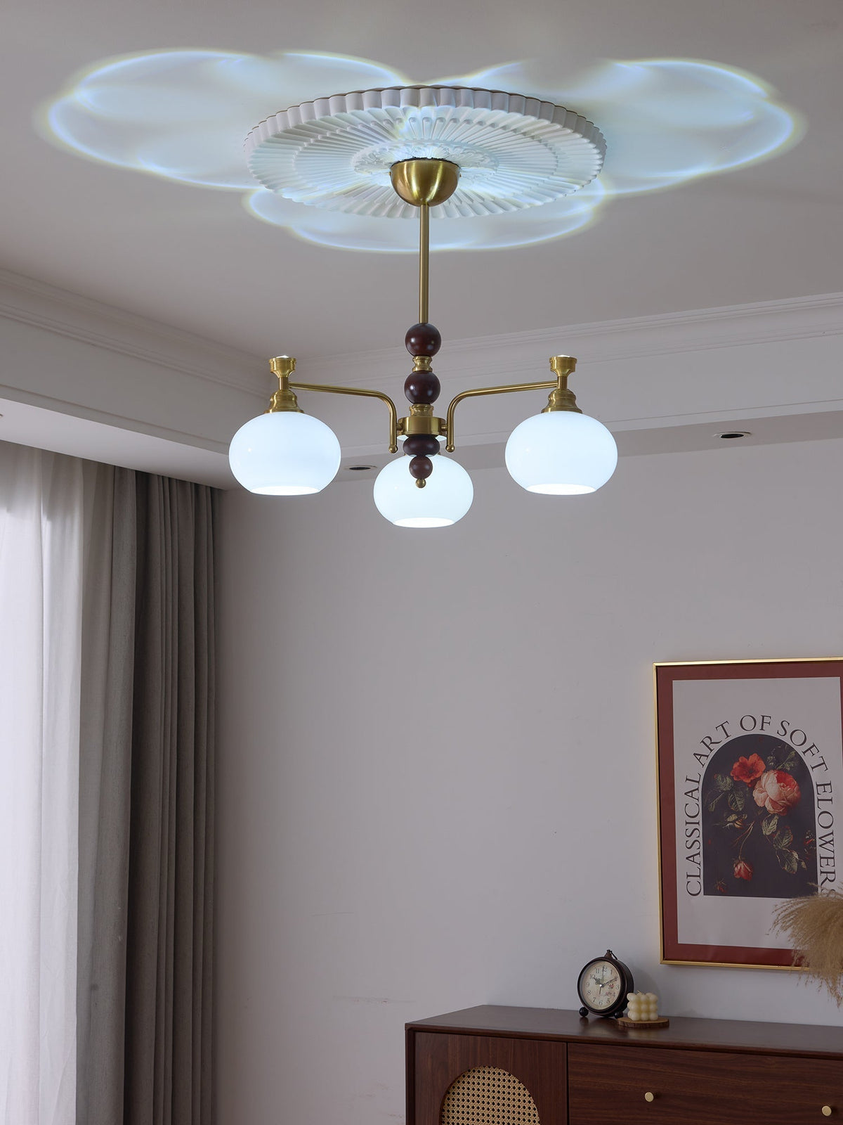 Aursolos lampadario Eleganza Tradizionale legno vetro