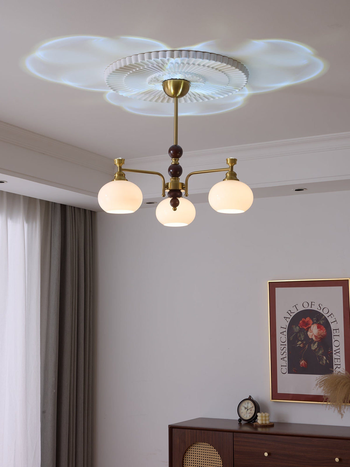 Aursolos lampadario Eleganza Tradizionale legno vetro