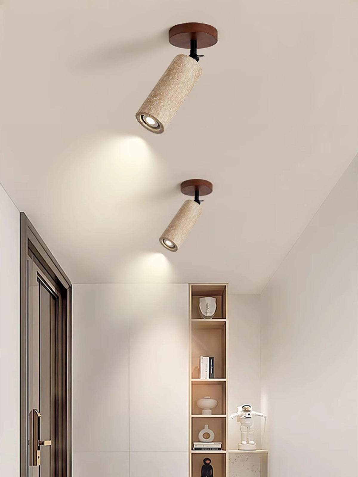 Cesilyra lampada da parete Tubo Cilindrico in travertino