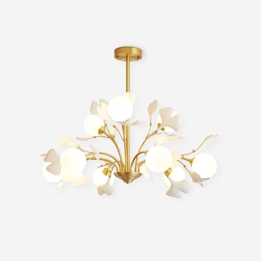 Ginkgo lampadario con globi in vetro Opaco