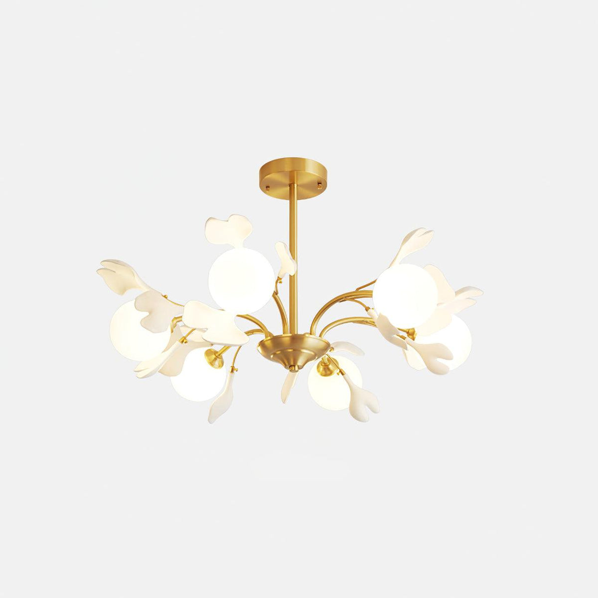 Ginkgo lampadario con globi in vetro Opaco