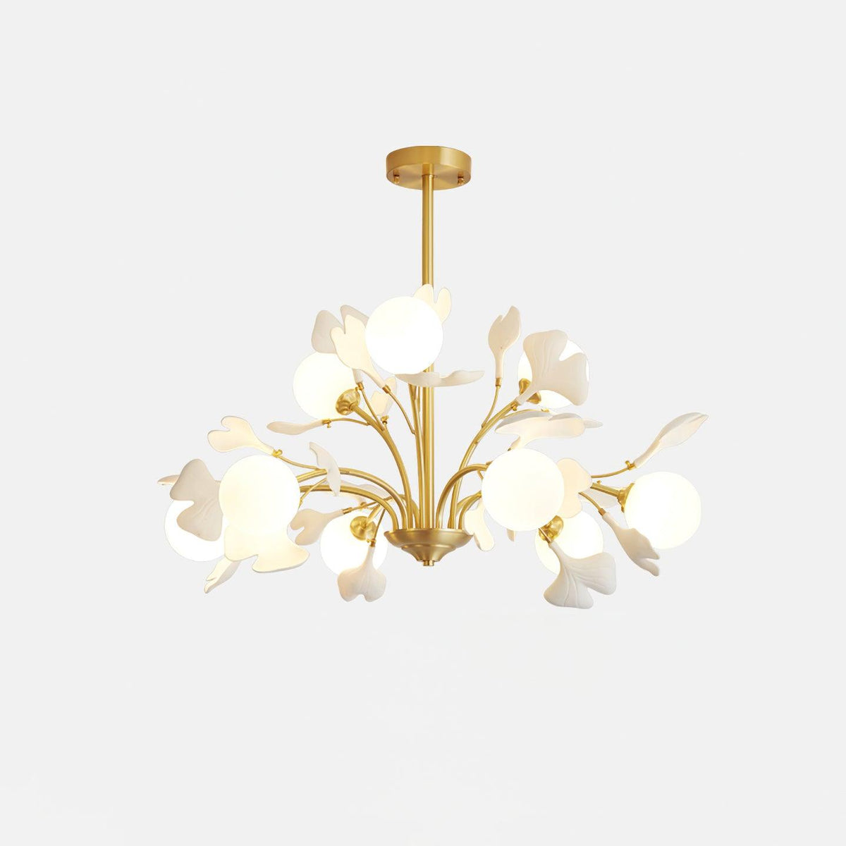Ginkgo lampadario con globi in vetro Opaco