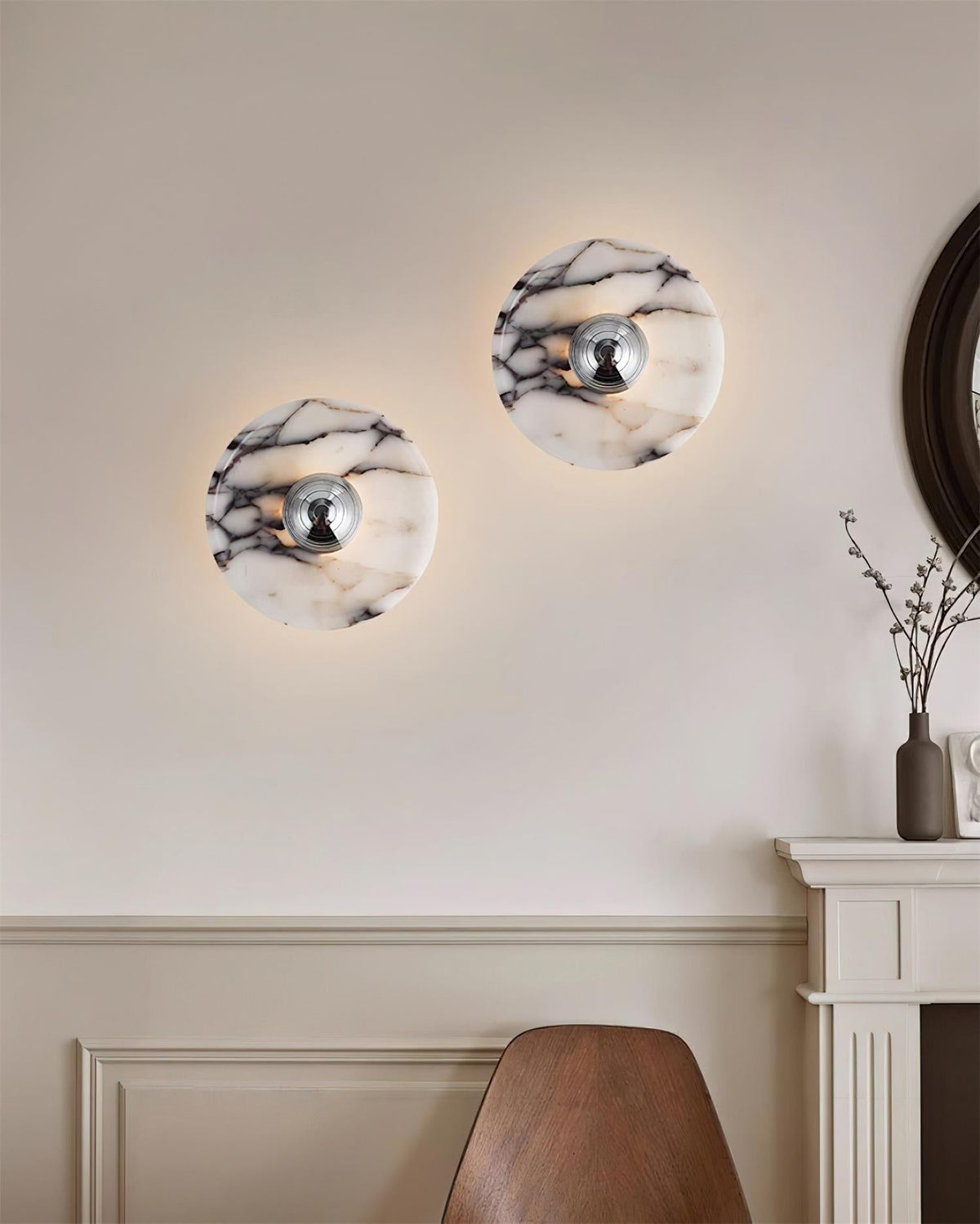 Lampada da parete in marmo disco LED moderna con luce a più colori