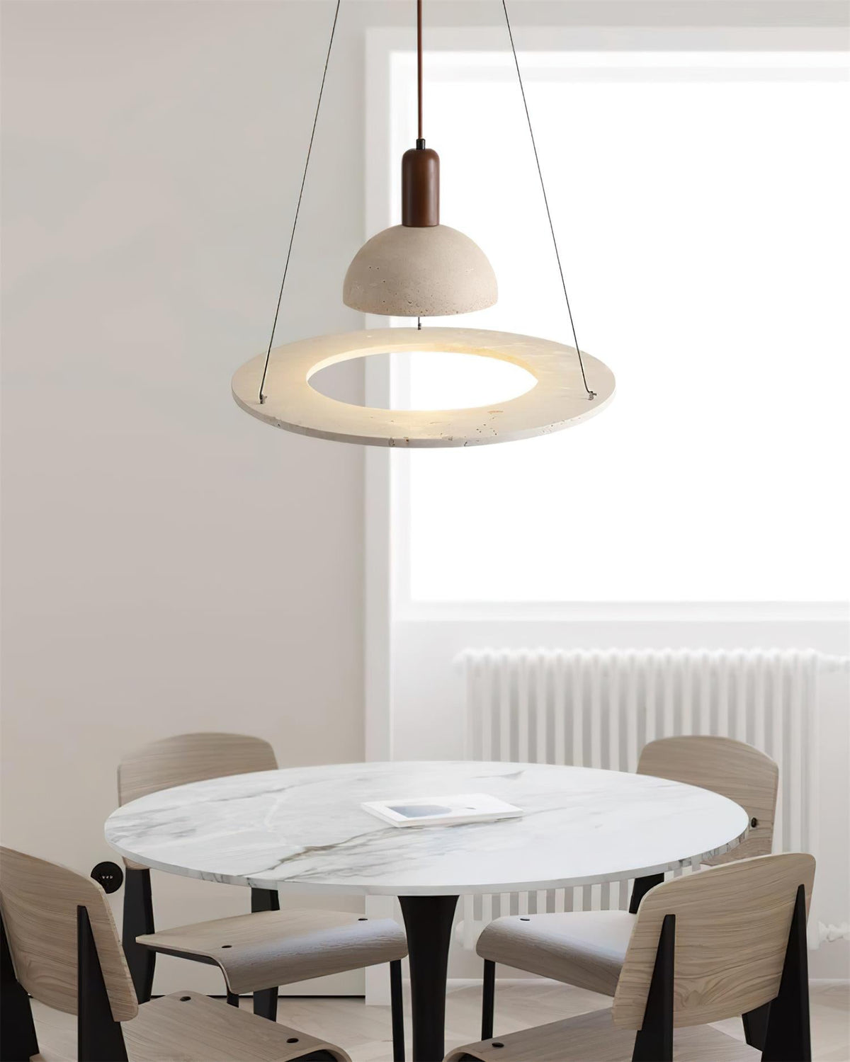 Valenise travertino Dome & Ring lampada a sospensione