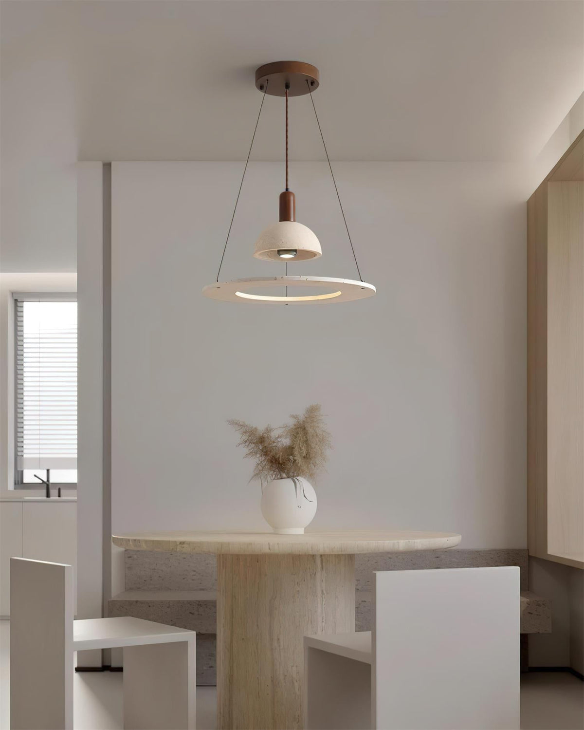 Valenise travertino Dome & Ring lampada a sospensione
