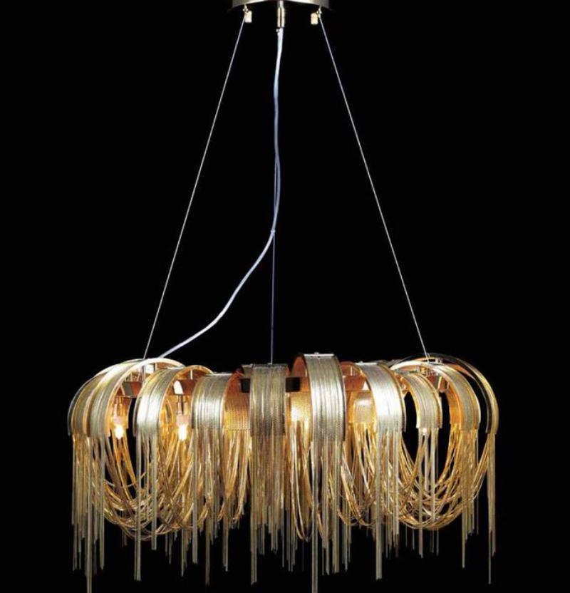 Tarien lampadario a Catene Stratificate in Nichel lusso