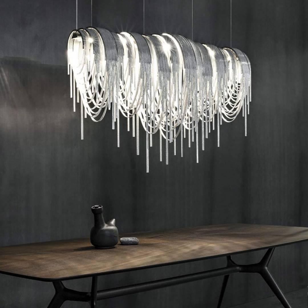 Tarien lampadario a Catene Stratificate in Nichel lusso