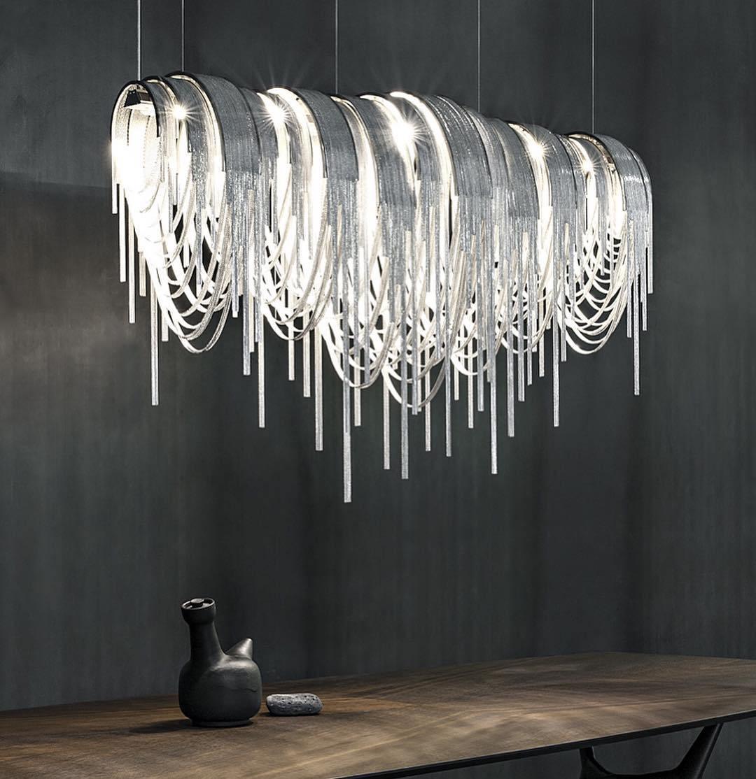Tarien lampadario a Catene Stratificate in Nichel lusso