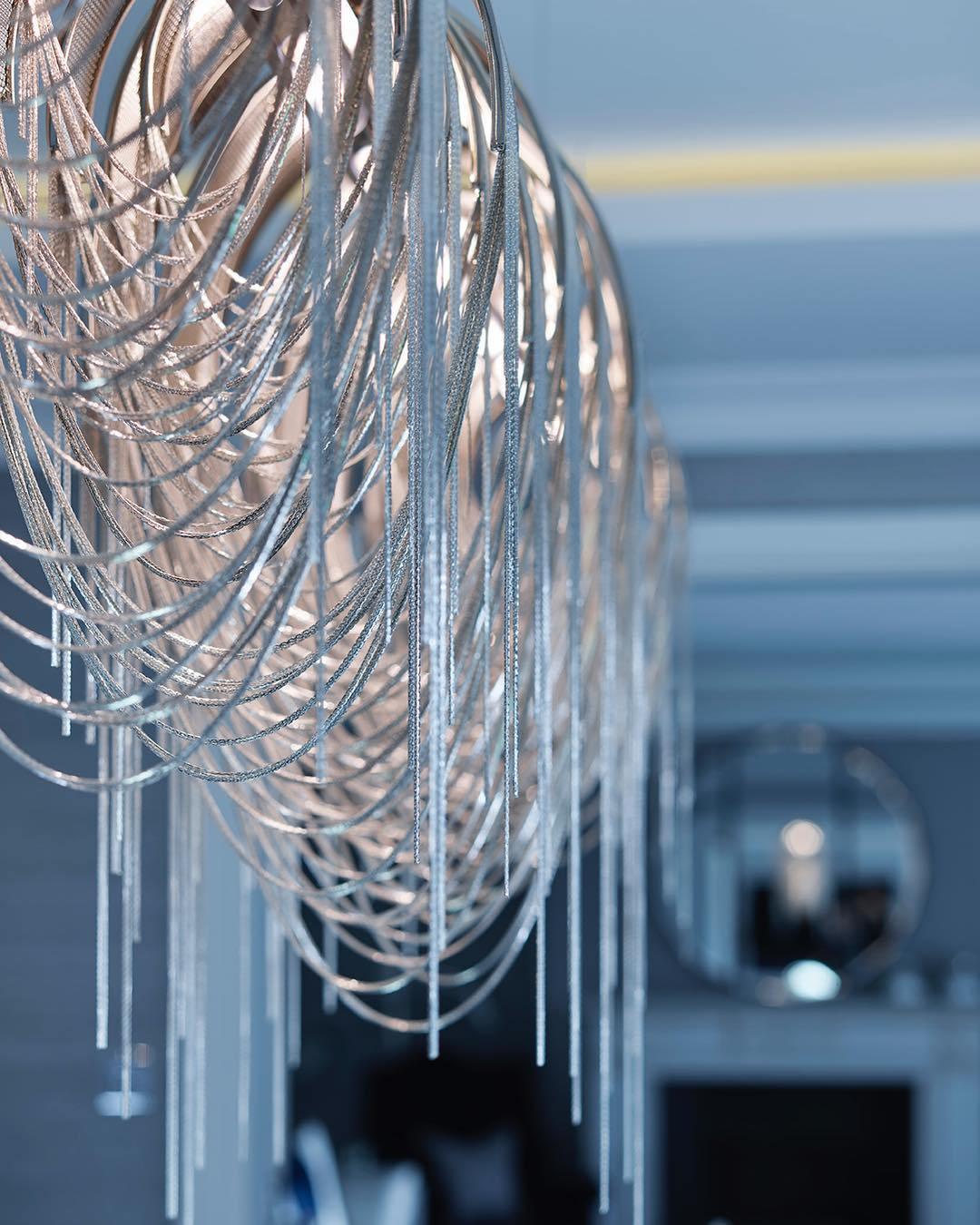 Tarien lampadario a Catene Stratificate in Nichel lusso