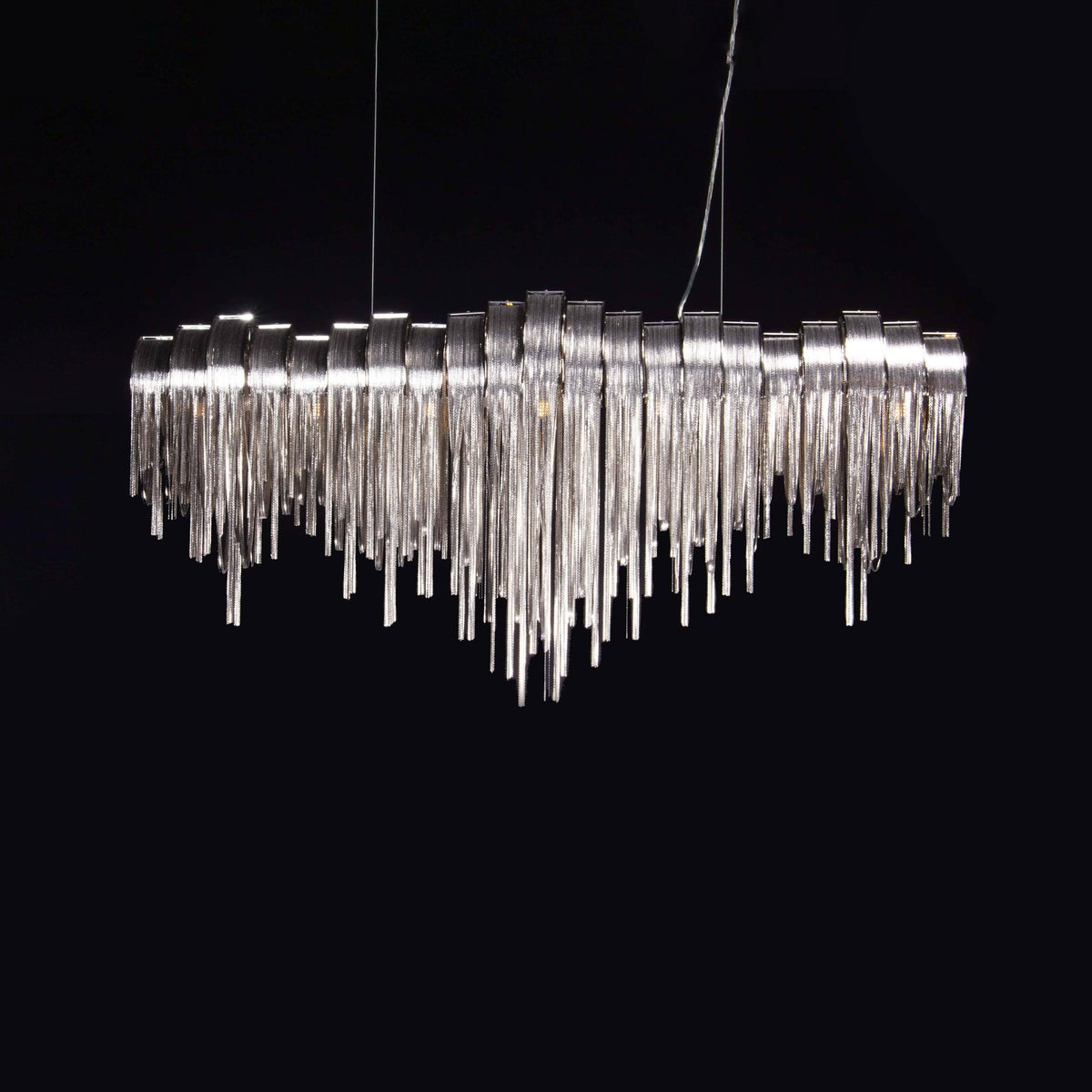 Tarien lampadario a Catene Stratificate in Nichel lusso