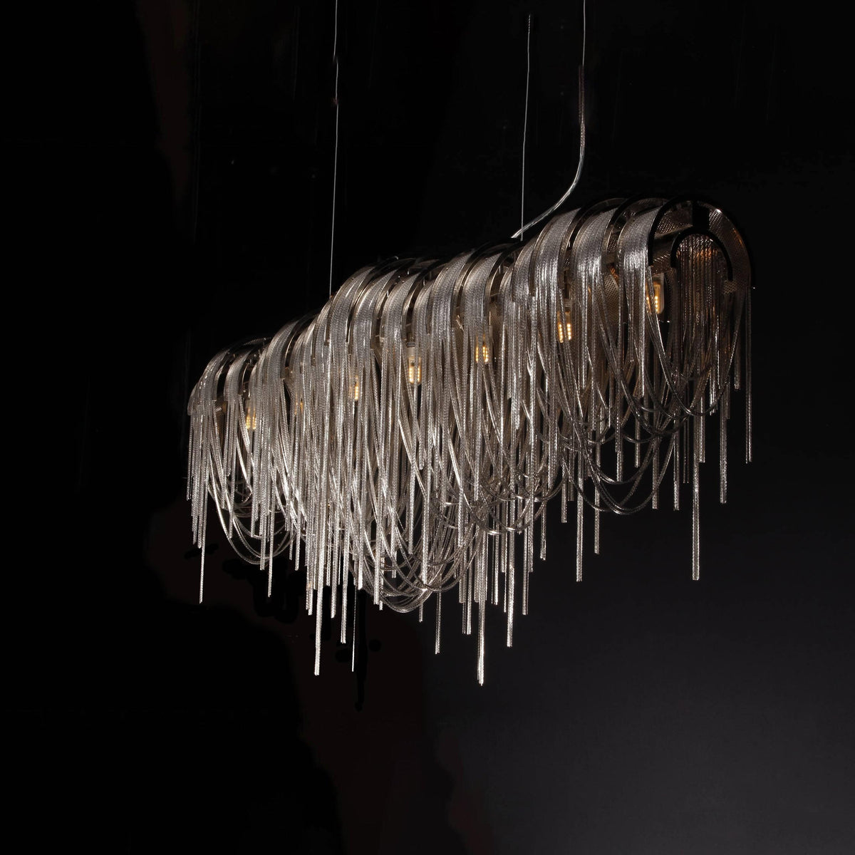 Tarien lampadario a Catene Stratificate in Nichel lusso