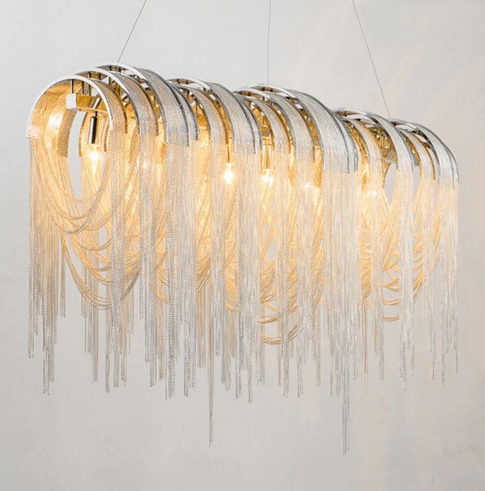 Tarien lampadario a Catene Stratificate in Nichel lusso