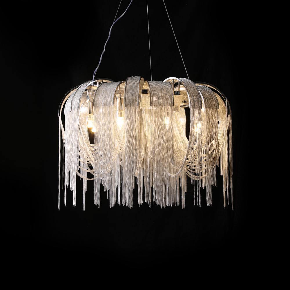 Tarien lampadario a Catene Stratificate in Nichel lusso