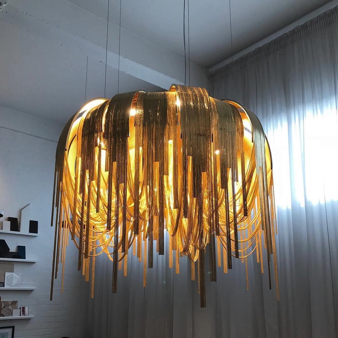 Tarien lampadario a Catene Stratificate in Nichel lusso