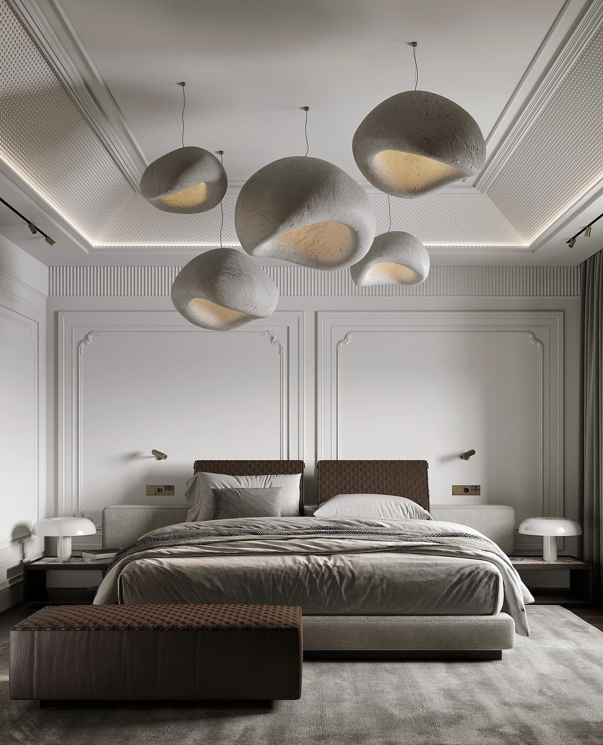 Lampadario Wabi-Sabi grappolo di Ciottoli Forma organica minimalista Artistico