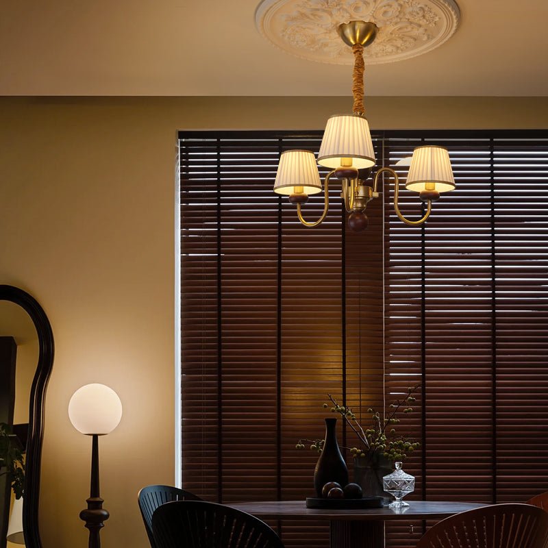 Erthaos lampadario Eleganza Tradizionale in tessuto Pleat con legno