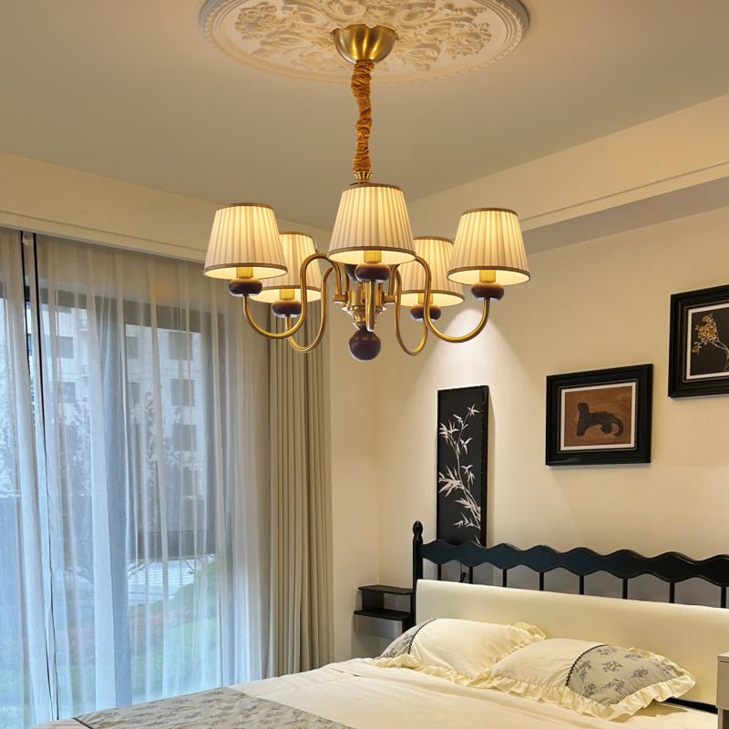 Erthaos lampadario Eleganza Tradizionale in tessuto Pleat con legno