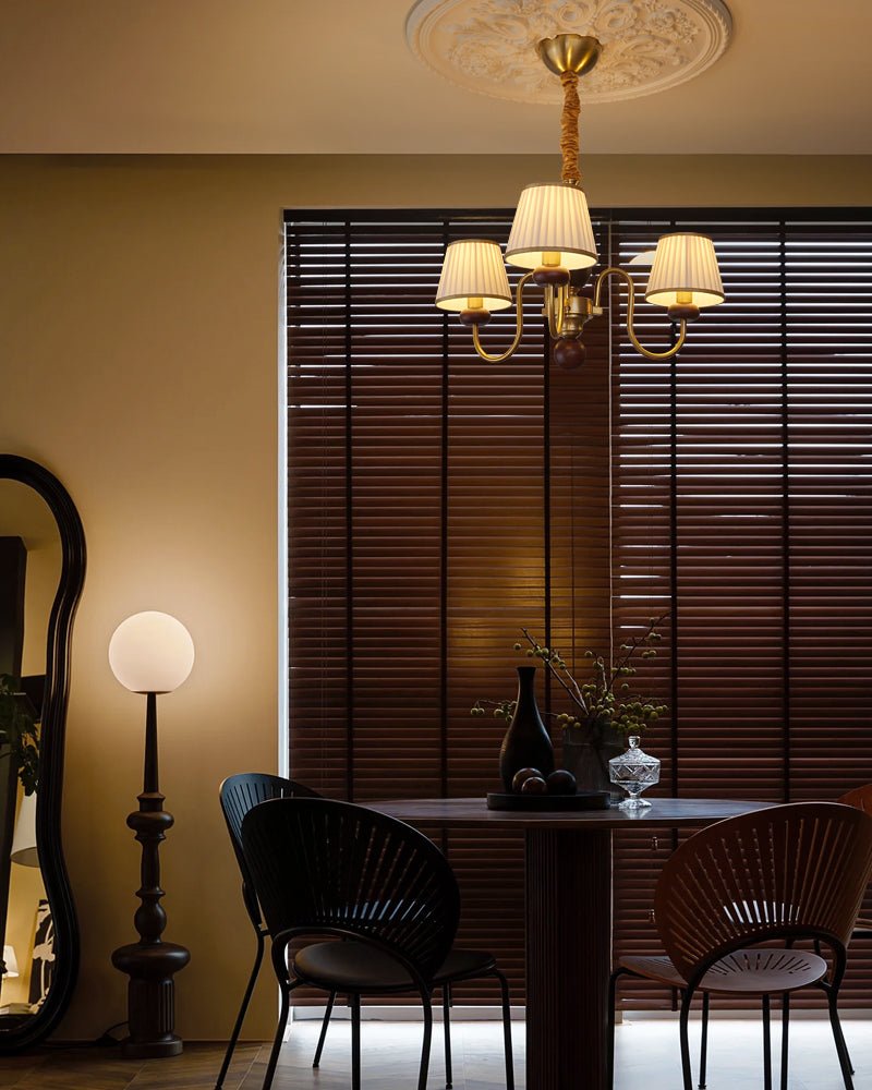 Erthaos lampadario Eleganza Tradizionale in tessuto Pleat con legno