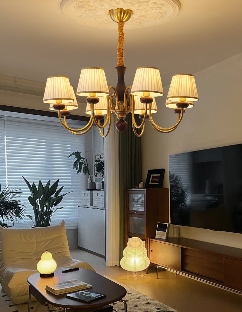 Erthaos lampadario Eleganza Tradizionale in tessuto Pleat con legno