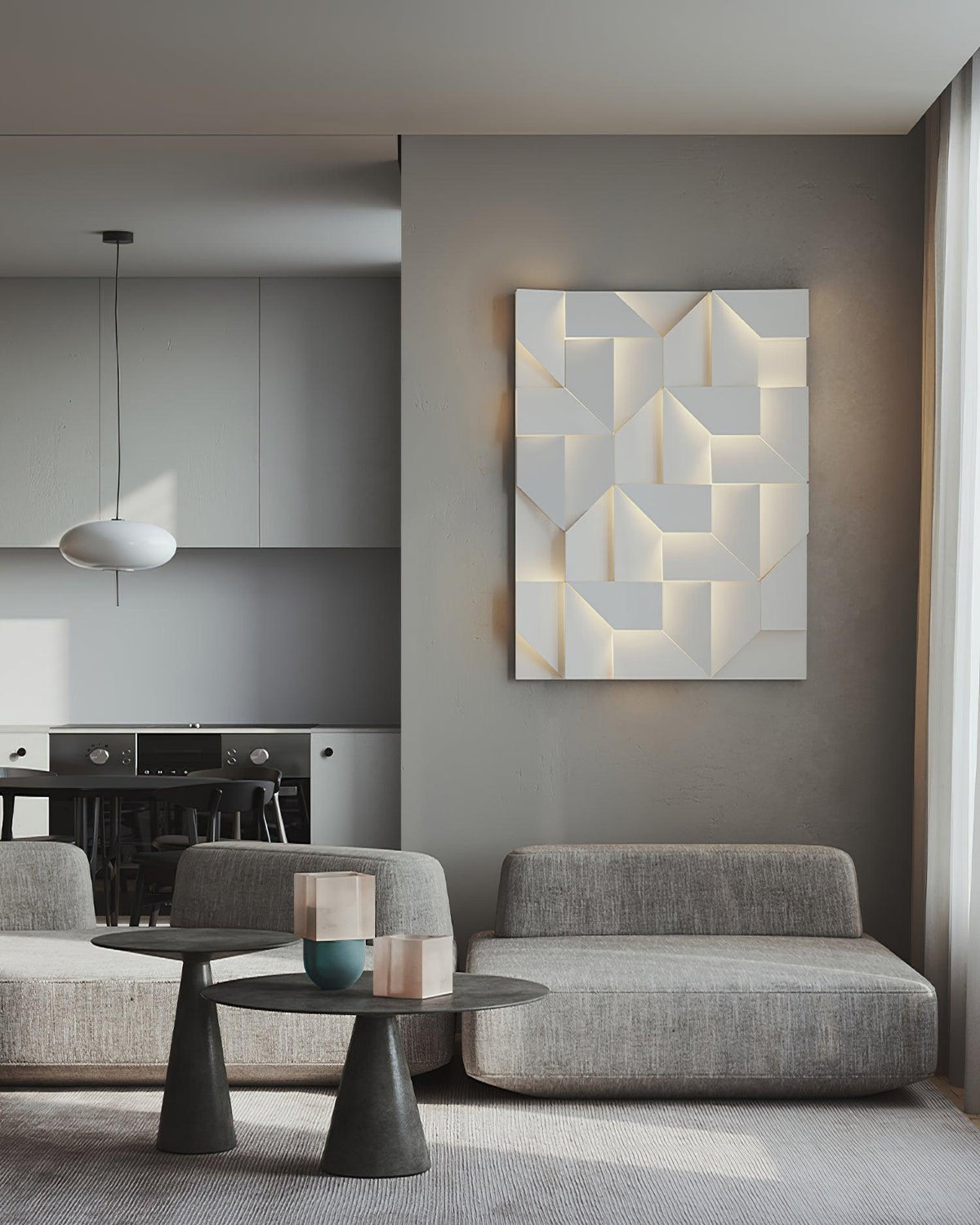 Applique Appliche 3D Pannelli geometrici a strati con luce artistica e regolazione tramite telecomando moderna