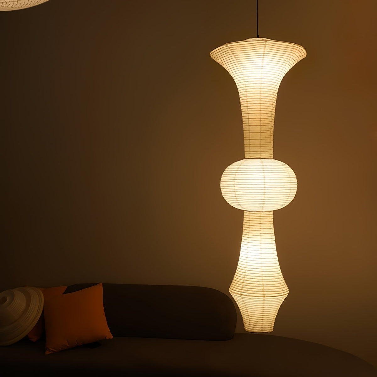Lunirena lampada a sospensione Washi Paper E per soggiorno