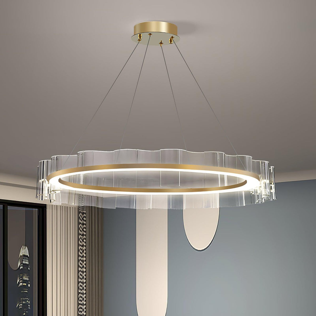 Acoustic lampadario Postmoderno di lusso con Motivo Onde d'Acqua in vetro