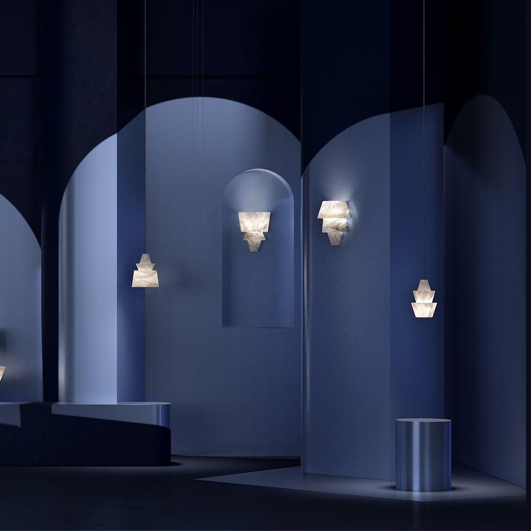 Curineth lampada a sospensione minimalista in alabastro