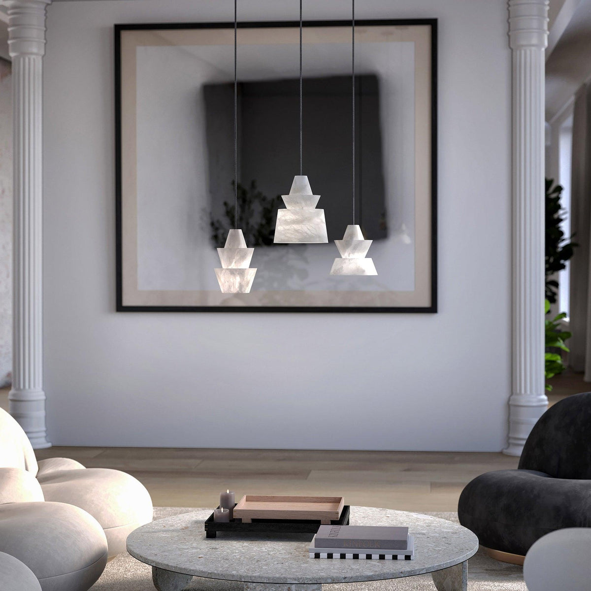 Curineth lampada a sospensione minimalista in alabastro